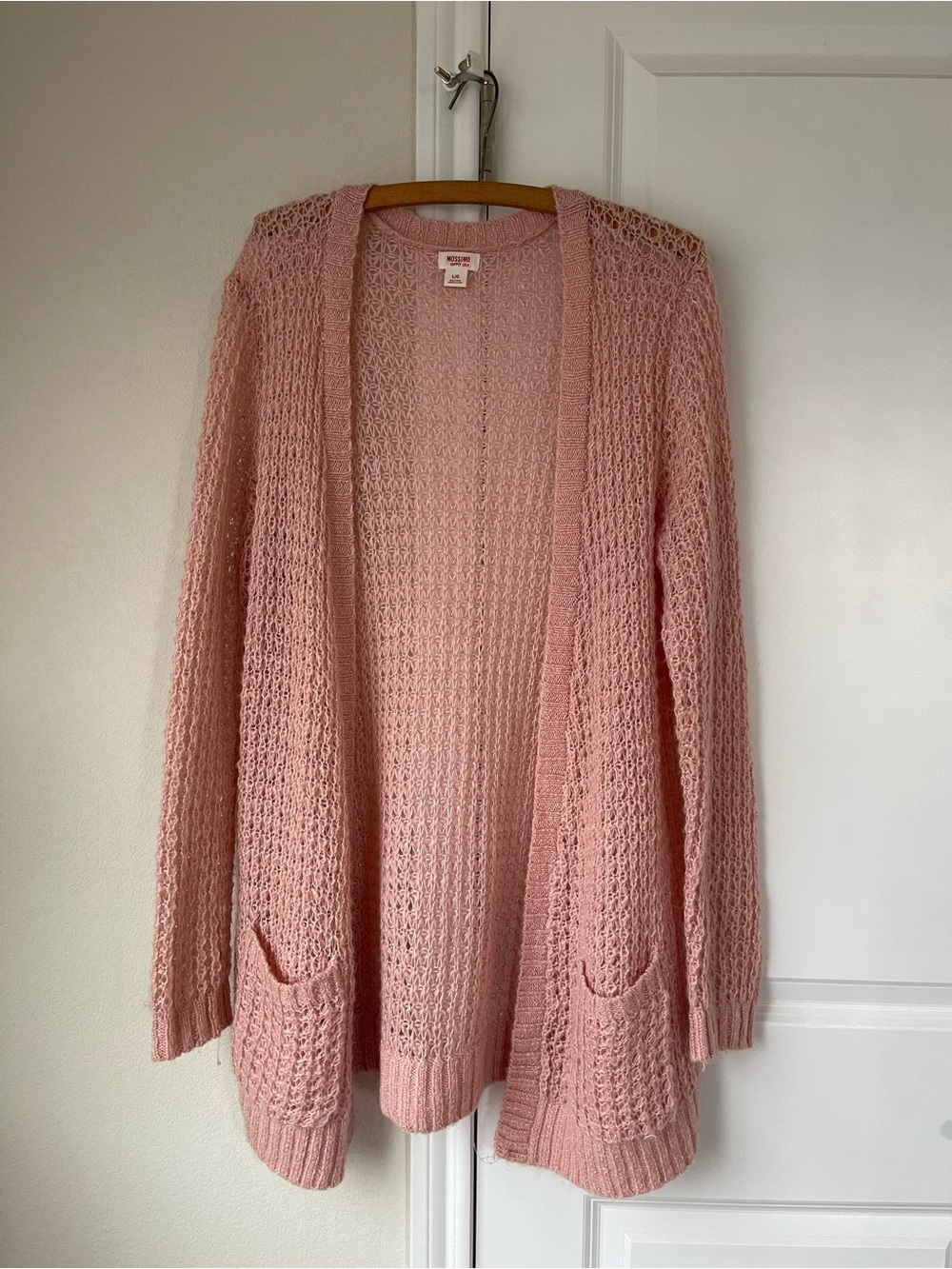 Mossimo Supply Co. Open-Front Pink Knit Cardigan with Pockets